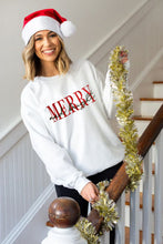 Beige MERRY and bright Embroidered Letter Graphic Sweatshirt