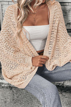 Oatmeal Pointelle Hollowed Knit Batwing Sleeve Cardigan