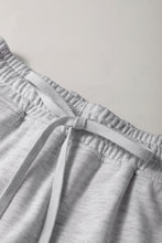 Light Grey French Terry Drawstring Mini Skort with Pockets