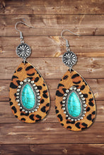 Chestnut Western Leopard Turquoise Inlay Drop Earrings