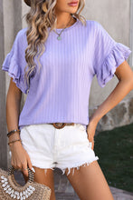 Orchid Petal Ruffle Sleeve Textured Top