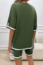 Fern Green Contrast Edge Knitted Sweater Tee and Shorts Lounge Set