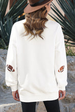 Beige Sequin Rugby Football Patched Pattern Crewneck Game Day Sweatshirt