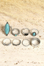 Bohemian Vintage 8pcs Turquoise Rhinestone Ring Sets