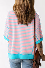 Pink Stripe Sequin Western Cactus Boots Graphic Half Sleeve T Shirt