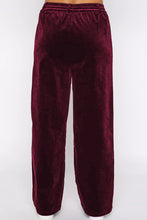 Burgundy Solid Drawstring Waist Wide Leg Pants