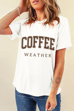 White COFFEE WEATHER Round Neck Graphic T Shirt