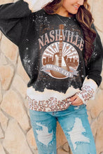 Snowy Christmas Graphic Leopard Bleached Sweatshirt