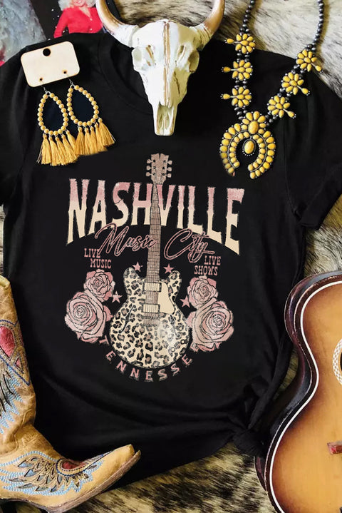 NASHVILLE MUSIC CITY Camiseta gráfica con cuello redondo