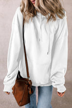 White Fleece Lined Kangaroo Pocket Drawstring Chunky Hoodie