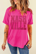 Rose Red NASHVILLE Rhinestone Crew Neck Graphic Tee