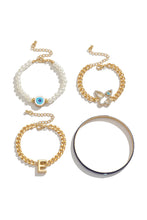 Gold 4pcs Pearled Chain Bracelet Set