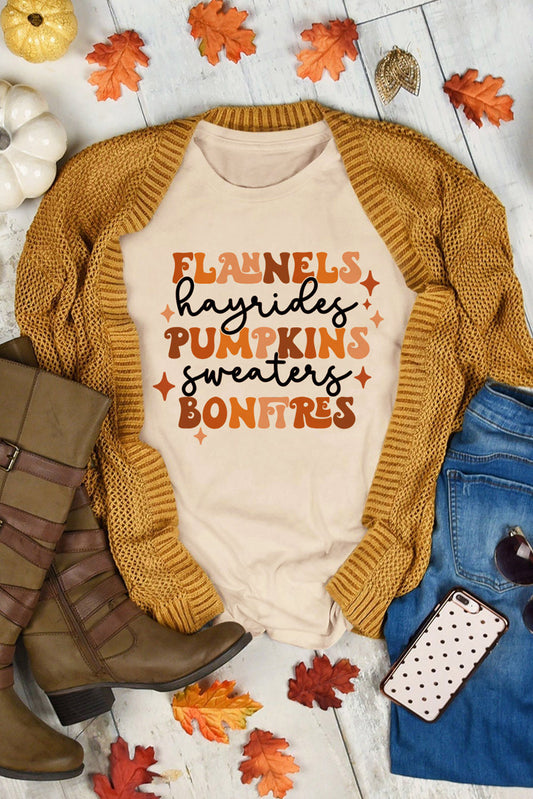 Khaki Flannels Hayrides Pumpkins Sweaters Bonfires Tee