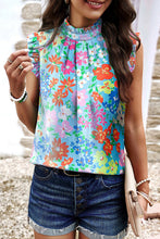 Sky Blue Frilled Collar Floral Vest