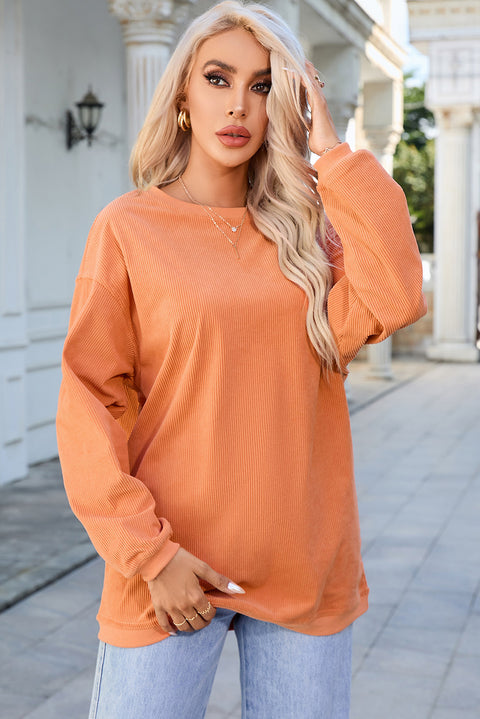 Sudadera oversize con cordón de canalé JOLENE naranja 