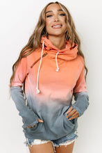 Multicolor Gradient Thumbhole Sleeve Pocketed Zipper Hoodie