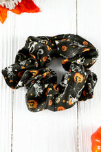 Black Halloween Pattern Print Hair Scrunchie