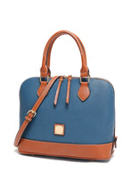 Ashleigh Blue Color Contrast PU Leather Zipper Tote Bag