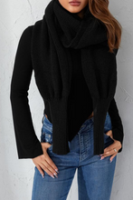 Black Wrap Up Sleeved Plain Knit Scarf