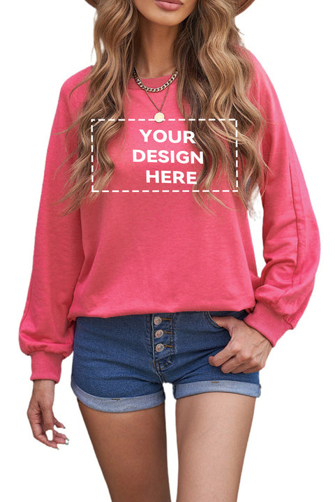 Plain Relaxed Fit Crew Neck Pullover Sweatshirt