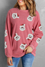 Strawberry Pink Sequin Santa Clause Christmas Corded Sweatshirt