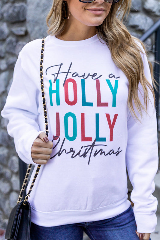 Blanco Que tengas una Navidad HOLLY JOLLY Sudadera sin capucha