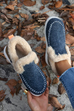 Blue Suede Stitching Patchwork Plush Lined Anklet Boots