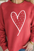 Red Valentine Heart Beaded Graphic Sweatshirt