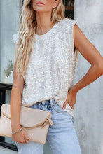 Sequin Round Neck Tank Top