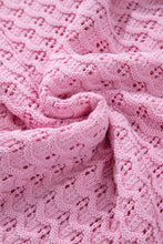 Pink Crochet Knit Drop Shoulder Sweater