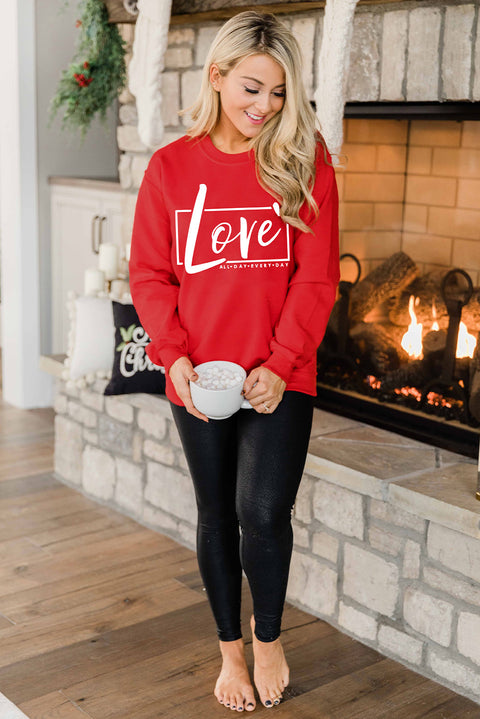 Heart Shaped Embroidered Pullover Sweatshirt