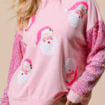 Pink Sequined Santa Claus Long Sleeve Christmas Sweatshirt