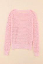 Knitted Eyelets Round Neck Long Sleeve Top