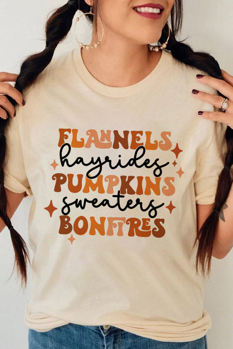 Khaki Flannels Hayrides Pumpkins Sweaters Bonfires Tee