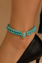 Light Blue Pearl/Turquoise Beaded Double Layered Anklet