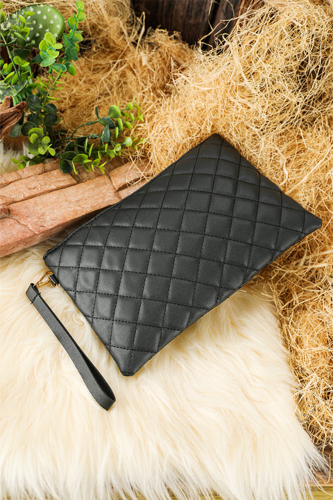 Black Quilted Leather Wallet Bag