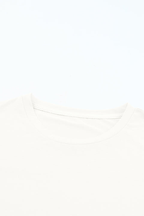 White Casual Plain Crew Neck Tee