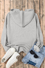 Light Grey Solid Kangaroo Pocket Half Zipper Oversized Hoodie