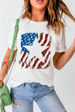 American Flag Star Graphic Print Crew Neck T Shirt