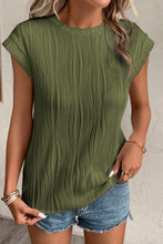 Jungle Green Wavy Texture Cap Sleeve Top