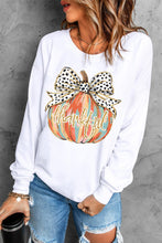 Beige Polka Dot Bow Knot Pumpkin Print Thanksgiving Sweatshirt