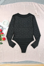 Rhinestone O-neck Long Sleeve Bodysuit