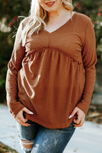 Plus Size Ruffled Waffle Knit Top