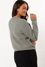 Philippine Gray Ribbed Knit Bow Front Buttoned Cardigan