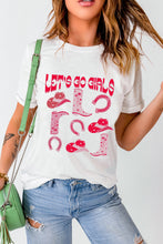 White LET'S GO GIRLS Western Fashion Graphic T Shirt