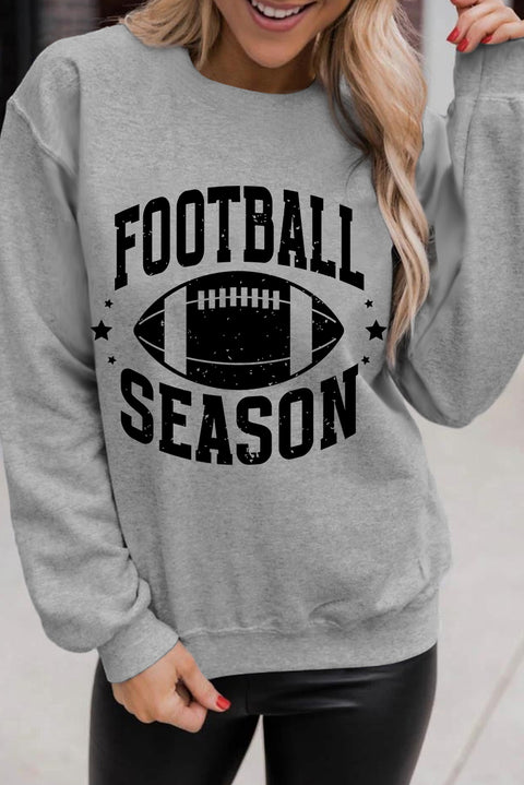 Gray Ragby FOOTBALL SEASON Graphic Crewneck Sweatshirt