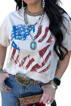 American Flag Star Graphic Print Crew Neck T Shirt