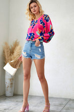 Flower Print Puff Sleeve Blouse