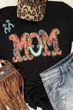 Black Floral MOM Graphic T Shirt