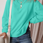 Aruba Blue Solid Fleece Lined Drop Shoulder Terry Sweatshirt